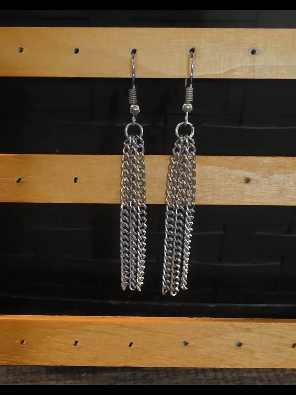 Silver Chain Tassel Dangle Earrings